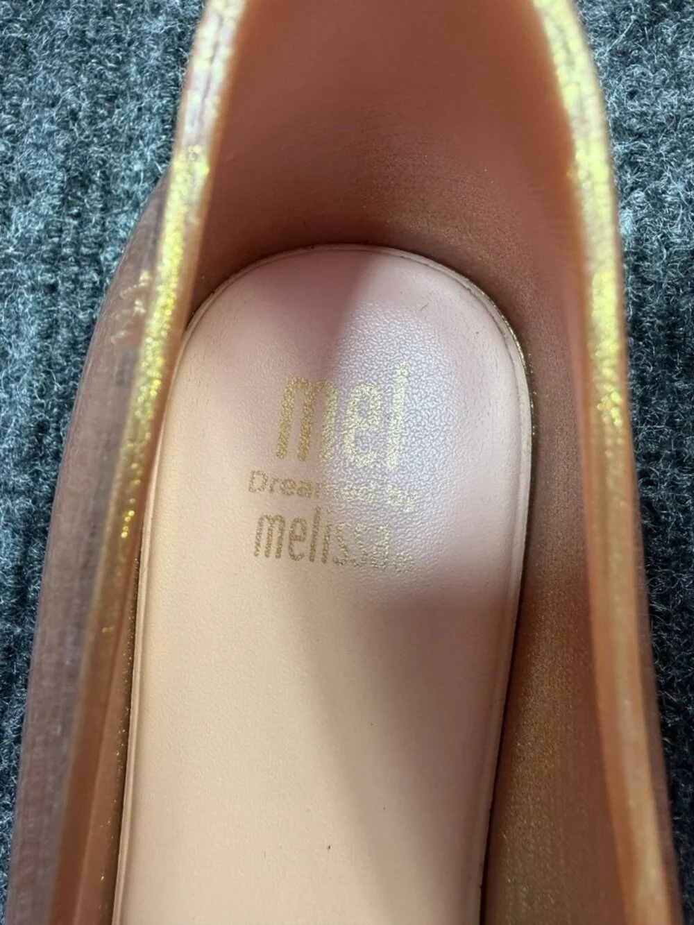 Mel Dreamed by Melissa Rose Gold Bow Jelly Ballet Flats Women’s US 1